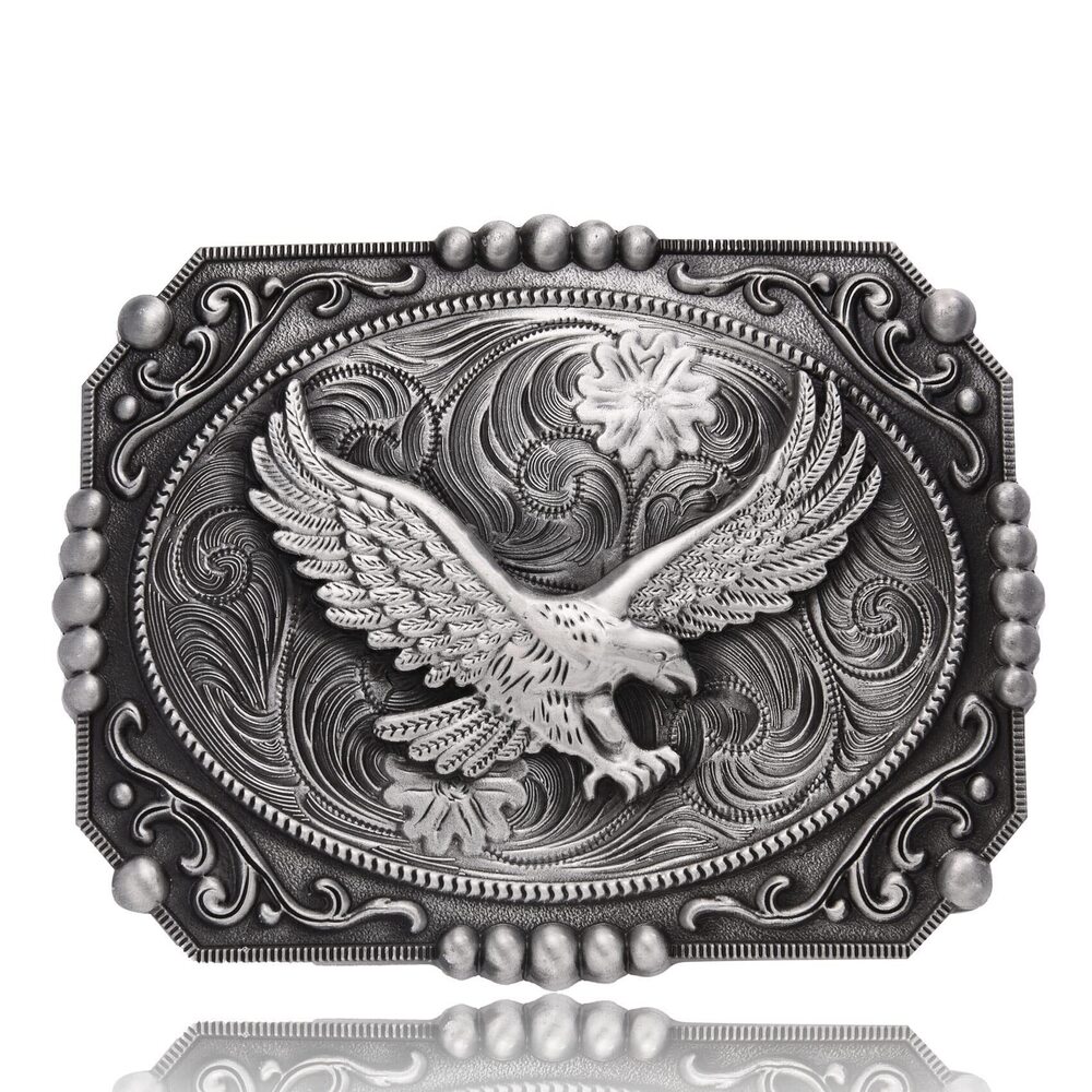 1357 Western Belt Buckle , Large Belt Buckle with Soaring Eagle, Eagle